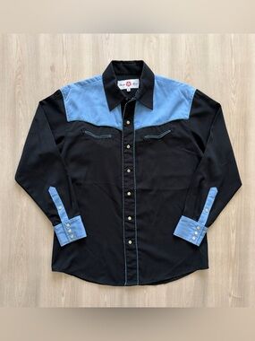 Vintage Rudy Lara Western Rockabilly Cowboy Rodeo Pearl Snap Sz L